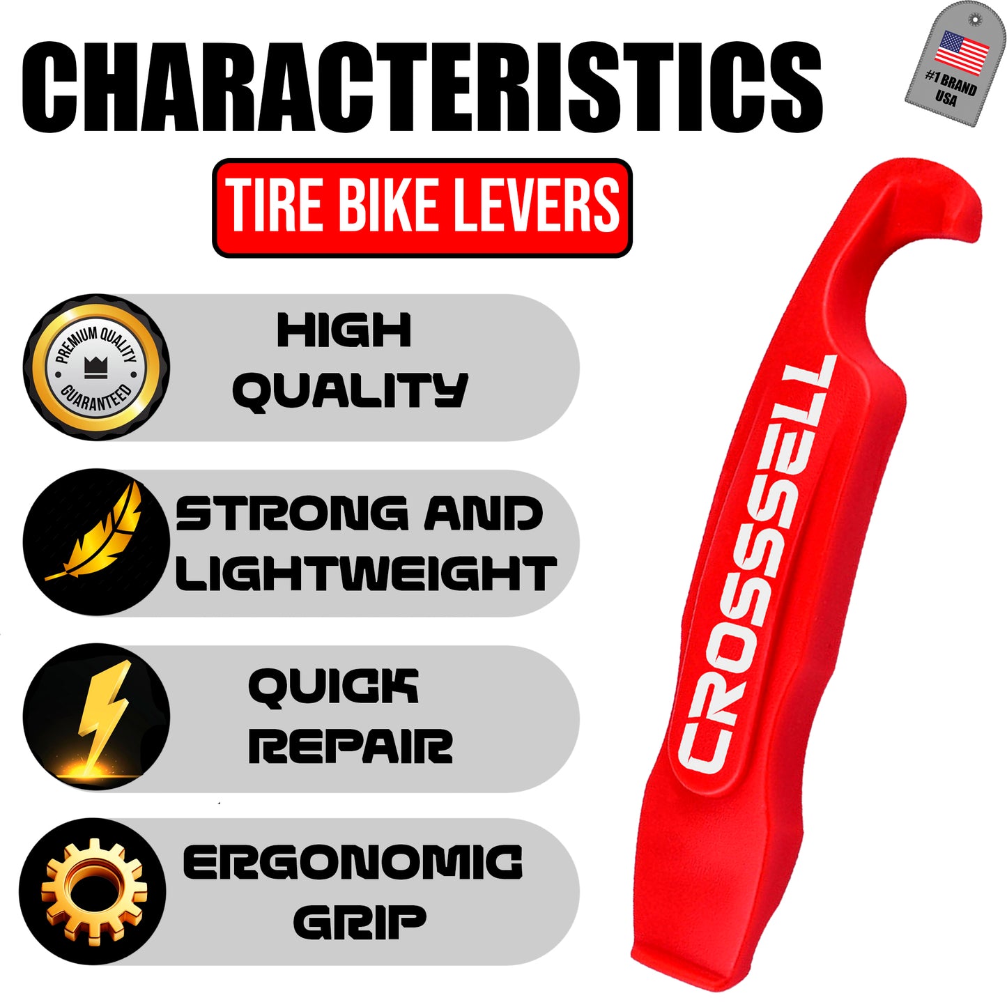 CROSSSELL Bike Tire Repair Kit – Includes Vulcanized Tire Patches, Bike Tire Levers, Compact Bicycle Tire Repair Kit for Road, MTB & Gravel Bikes