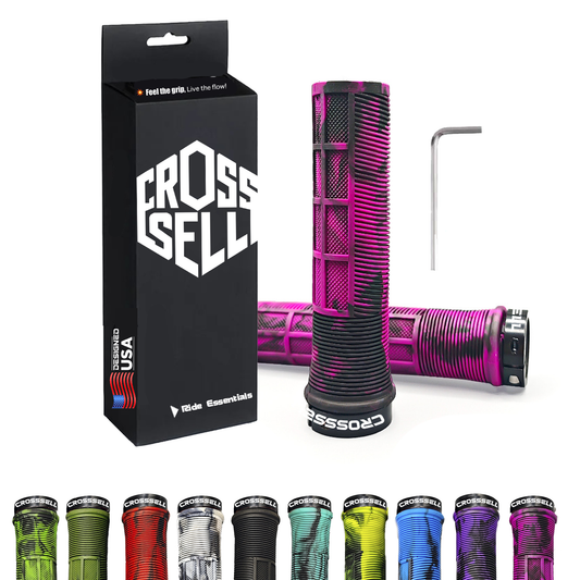 CROSSSELL Dual Color MTB Grips | Lock-On Mountain Bike Handlebar Grips | High Performance & Ergonomic Design [PINK]