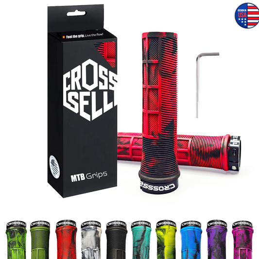 CROSSSELL Dual Color MTB Grips | Lock-On Mountain Bike Handlebar Grips | High Performance & Ergonomic Design [RED]