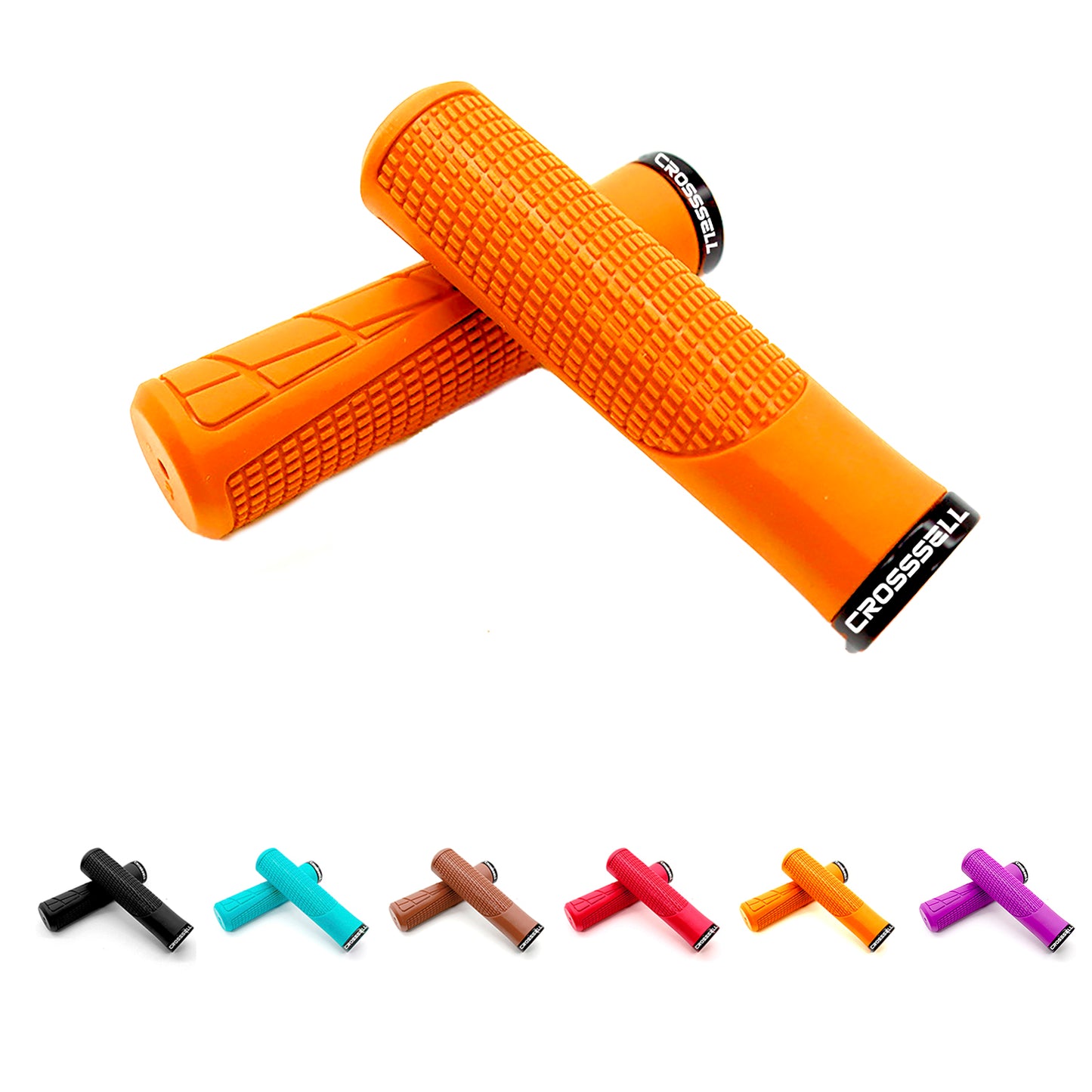 CROSSSELL Mountain Bike Grips, Bicycle Handlebar Grips, Bicycle Handlebar Grips Single Lock-on, Ergonomic Bike Grips Non-Slip Orange
