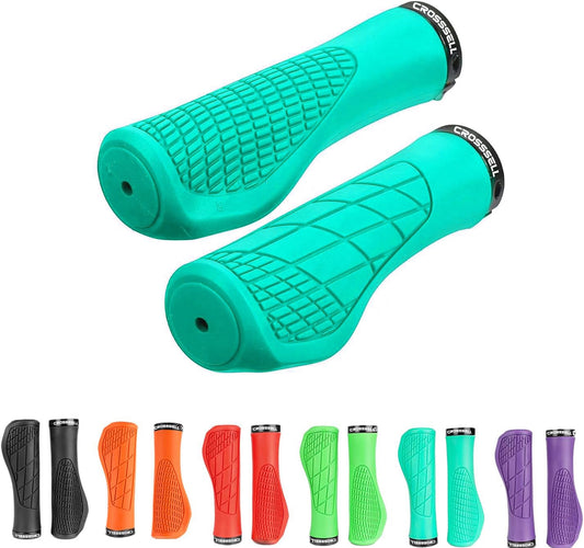 CROSSSELL Ergonomic Bike Grips - Handlebar Grips for Mountain Bikes, Non-Slip Lock-On Grips [SKY BLUE]