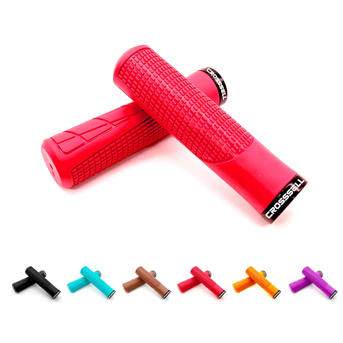 CROSSSELL Mountain Bike Grips, Bicycle Handlebar Grips, Bicycle Handlebar Grips Single Lock-on, Ergonomic Bike Grips Non-Slip Red