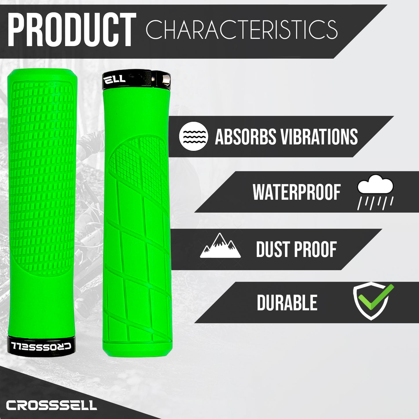 CROSSSELL Mountain Bike Grips, Bicycle Handlebar Grips, Bicycle Handlebar Grips Single Lock-on, Ergonomic Bike Grips Non-Slip (Apple Green)