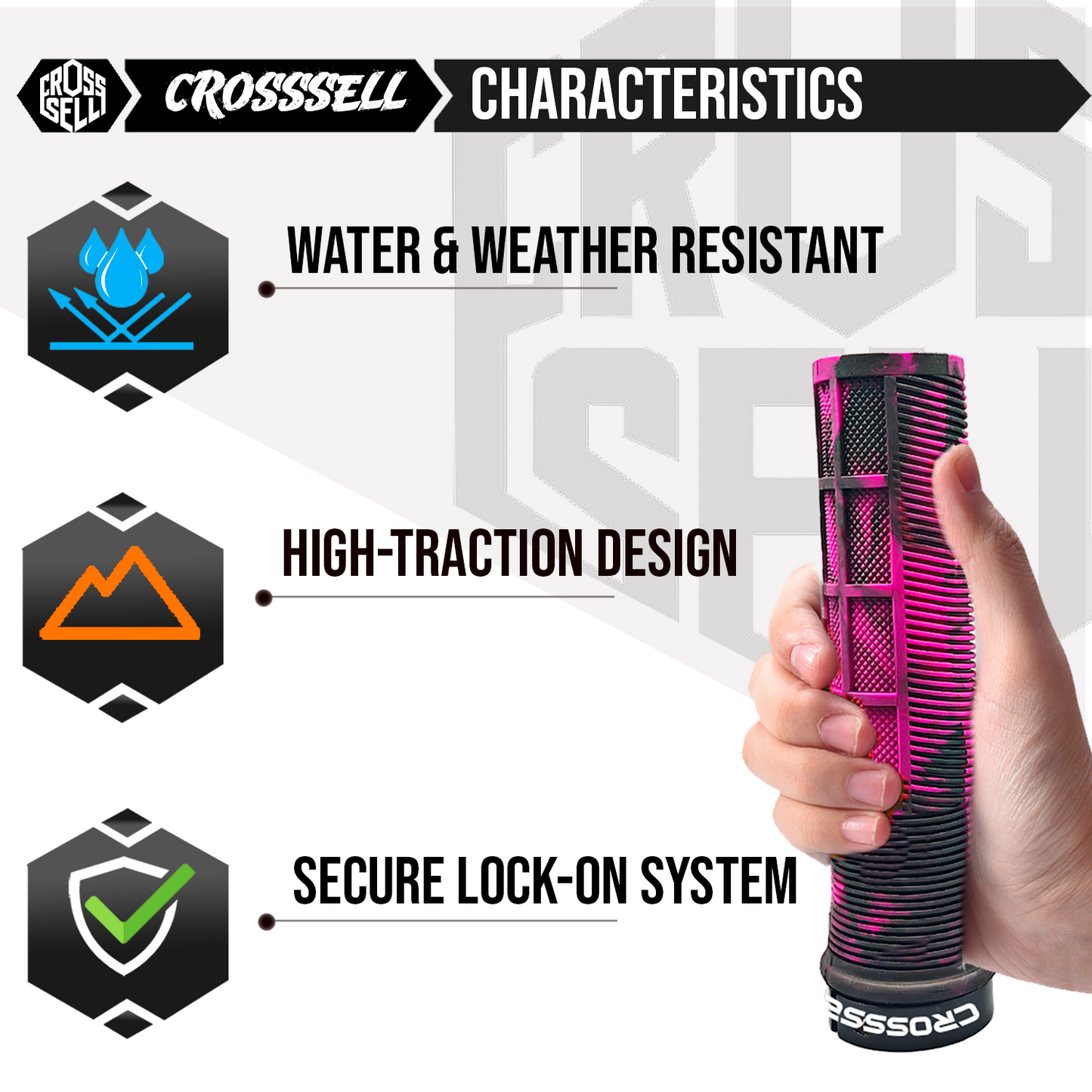 CROSSSELL Dual Color MTB Grips | Lock-On Mountain Bike Handlebar Grips | High Performance & Ergonomic Design [PINK]