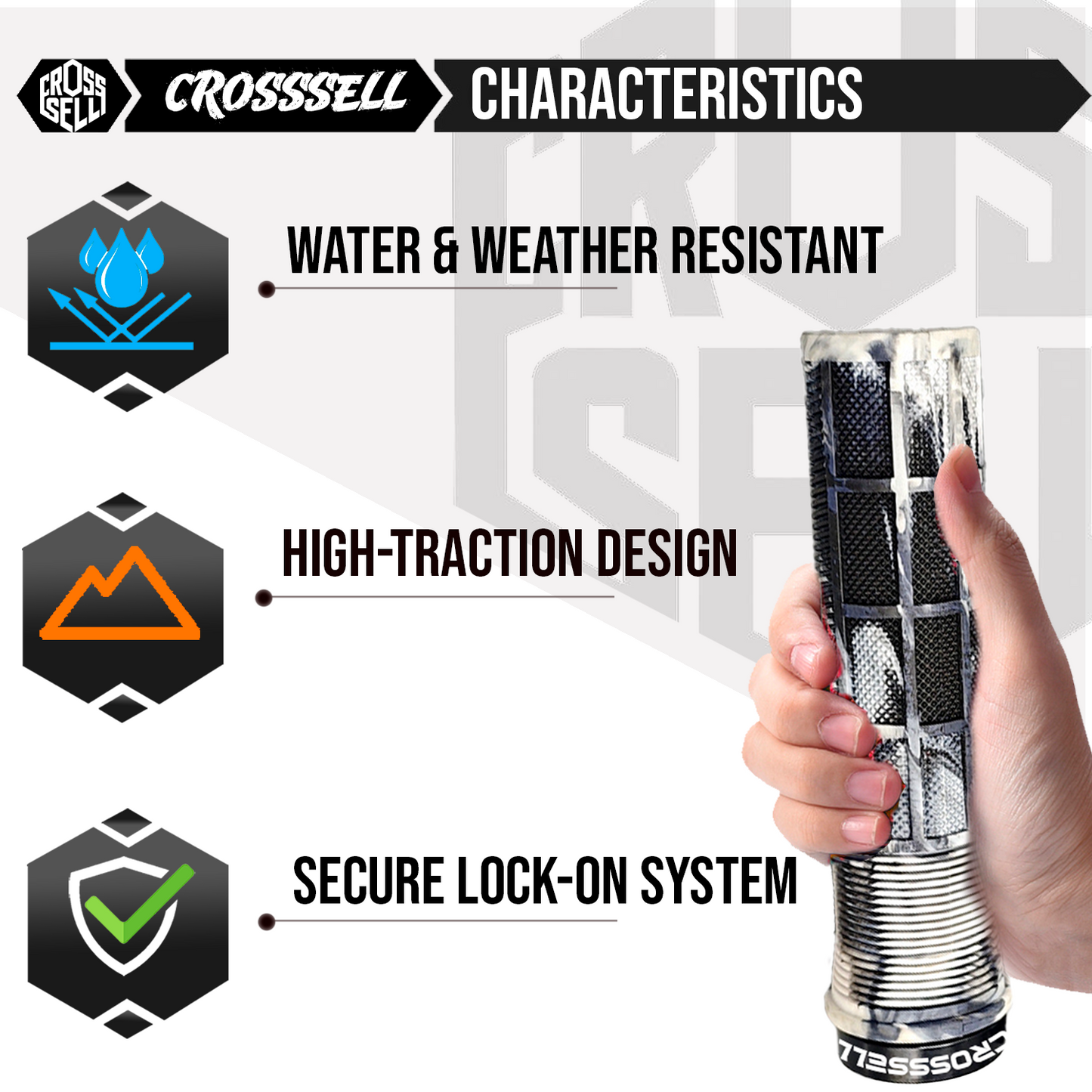 CROSSSELL Dual Color MTB Grips | Lock-On Mountain Bike Handlebar Grips | High Performance & Ergonomic Design [WHITE]