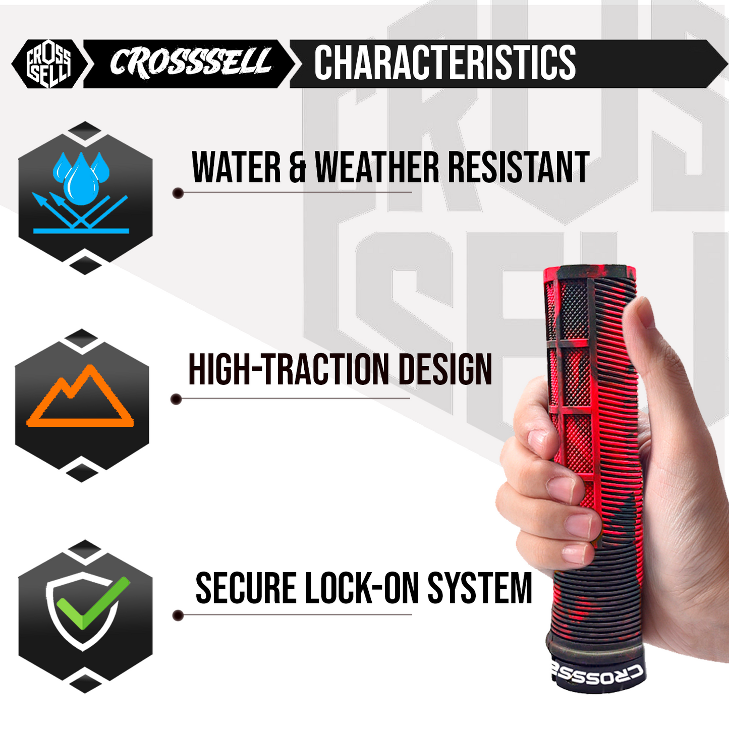 CROSSSELL Dual Color MTB Grips | Lock-On Mountain Bike Handlebar Grips | High Performance & Ergonomic Design [RED]