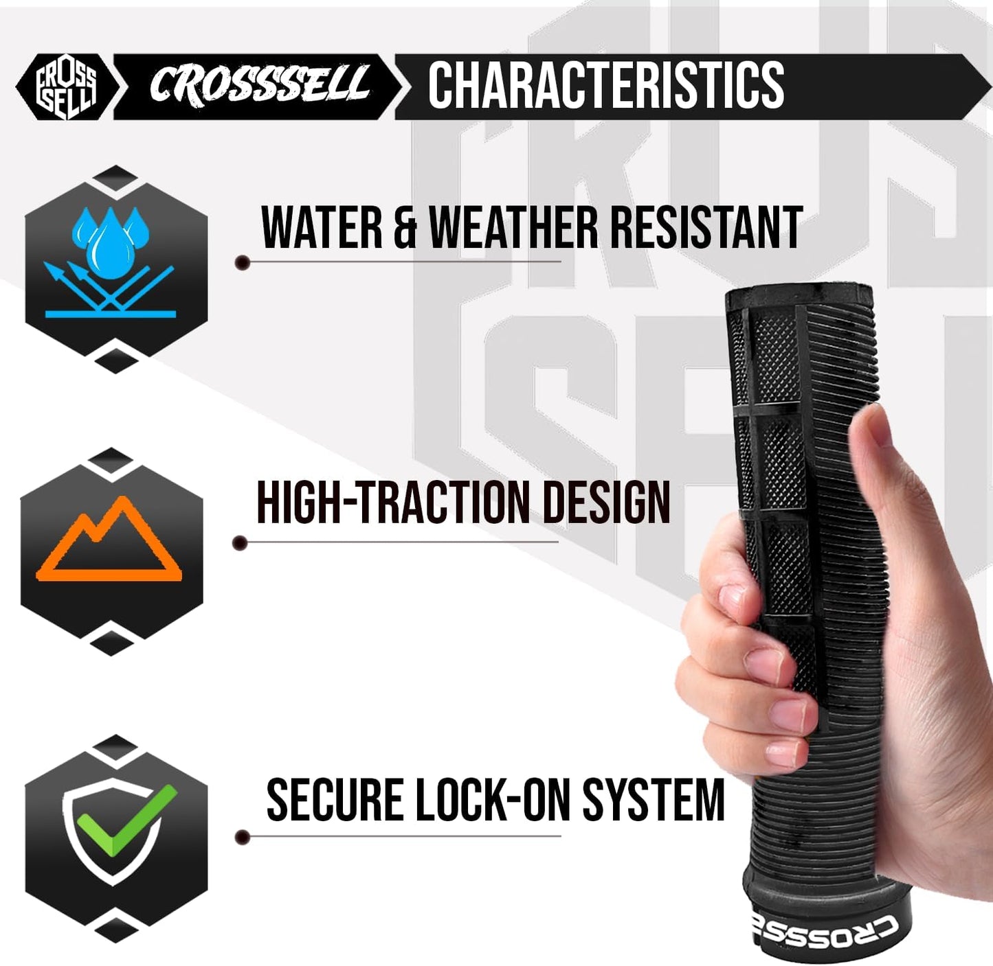 CROSSSELL Dual Color MTB Grips | Lock-On Mountain Bike Handlebar Grips | High Performance & Ergonomic Design [BLACK]