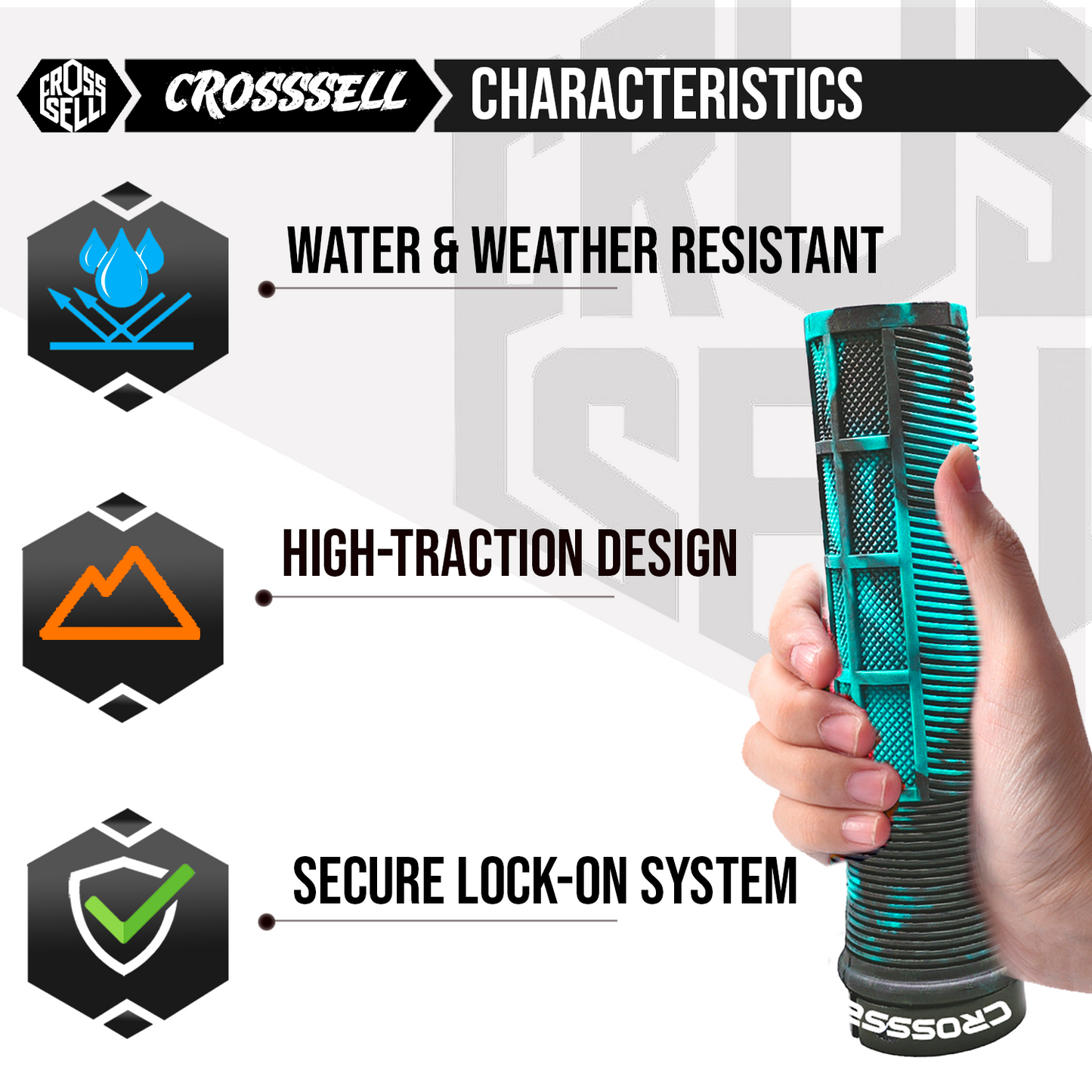 CROSSSELL Dual Color MTB Grips | Lock-On Mountain Bike Handlebar Grips | High Performance & Ergonomic Design [SKY BLUE]