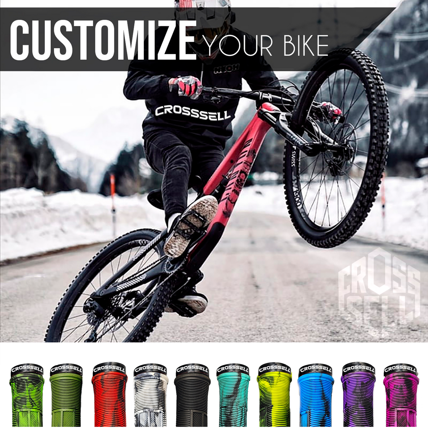 CROSSSELL Dual Color MTB Grips | Lock-On Mountain Bike Handlebar Grips | High Performance & Ergonomic Design [WHITE]