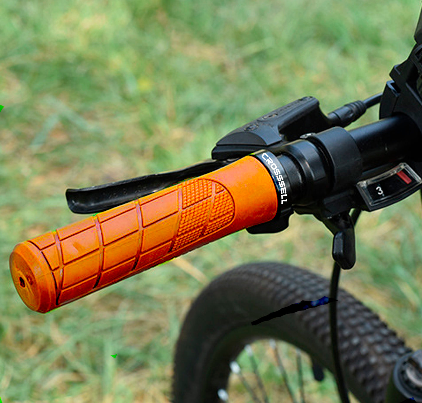 CROSSSELL Mountain Bike Grips, Bicycle Handlebar Grips, Bicycle Handlebar Grips Single Lock-on, Ergonomic Bike Grips Non-Slip Orange