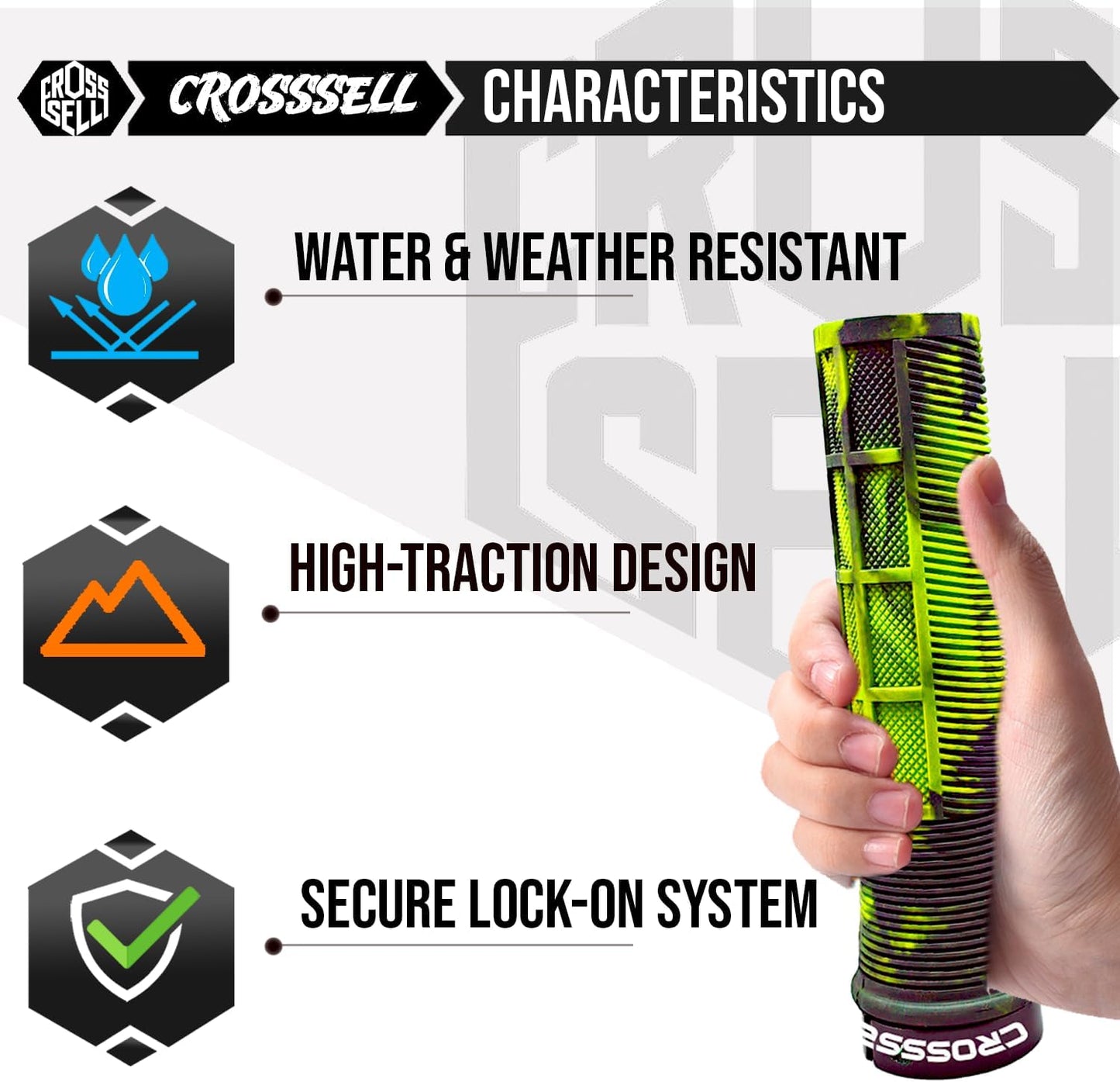 CROSSSELL Bike Grips, Mountain Bike Handle Grips Dual Lock on Grips for MTB, BMX,Bike Accessories [YELLOW]