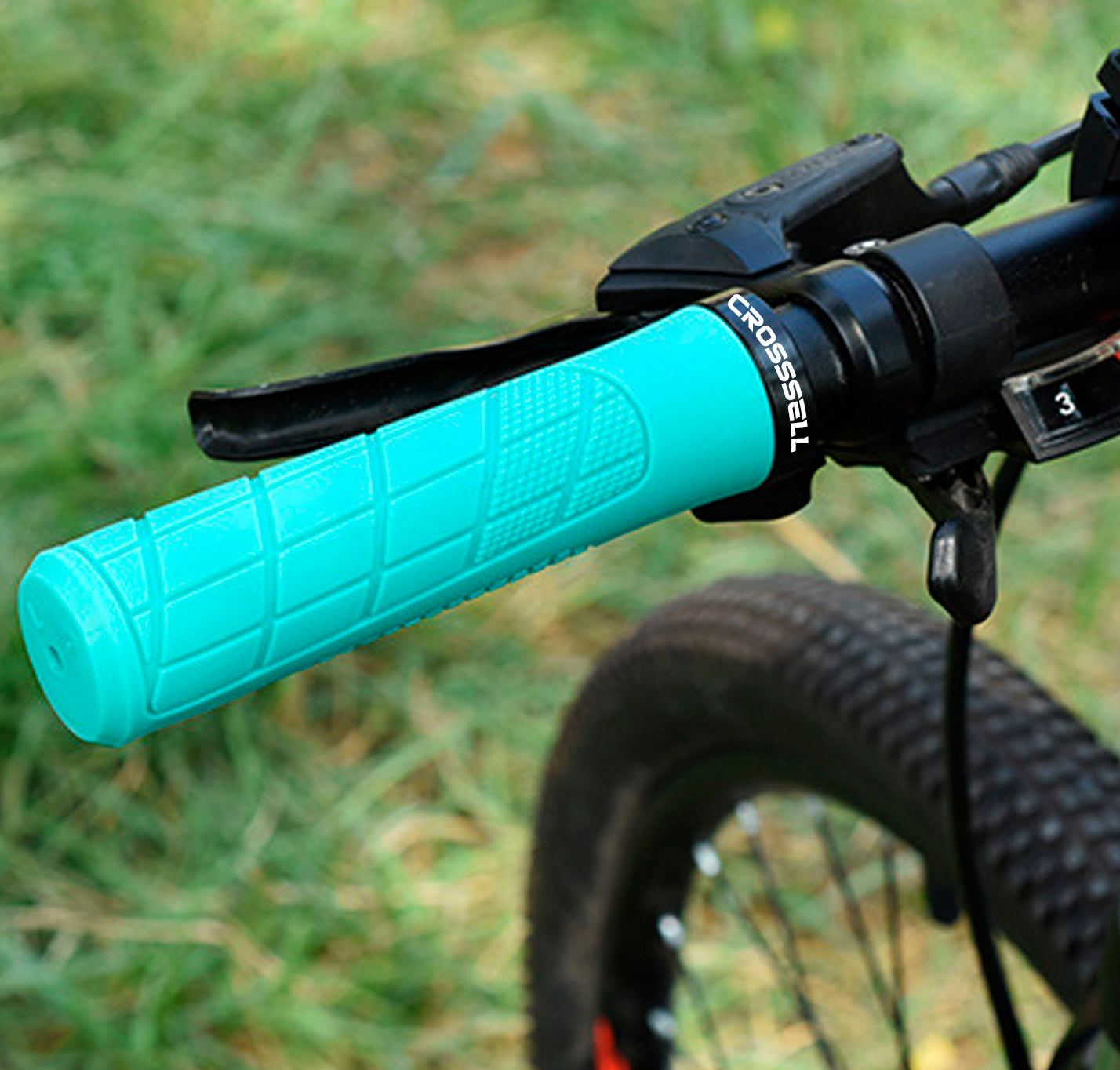 CROSSSELL Mountain Bike Grips, Bicycle Handlebar Grips, Bicycle Handlebar Grips Single Lock-on, Ergonomic Bike Grips Non-Slip Sky Blue