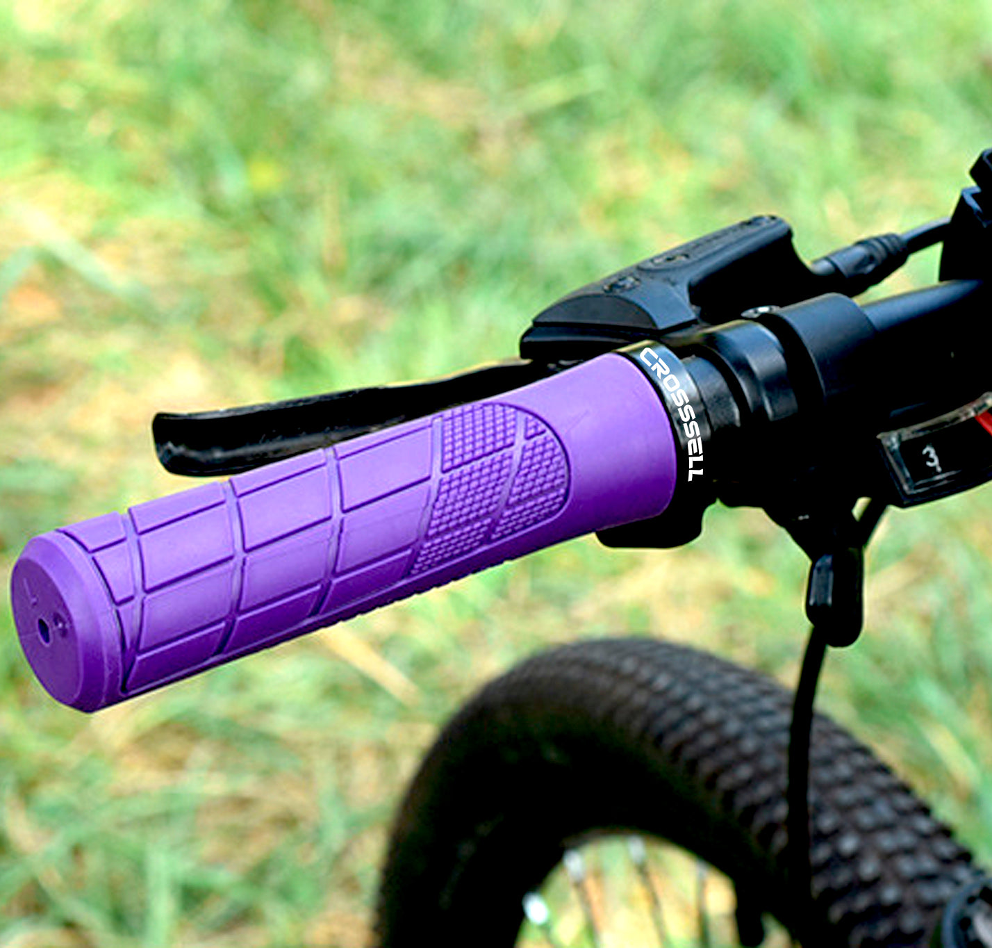 CROSSSELL Mountain Bike Grips, Bicycle Handlebar Grips, Bicycle Handlebar Grips Single Lock-on, Ergonomic Bike Grips Non-Slip Purple