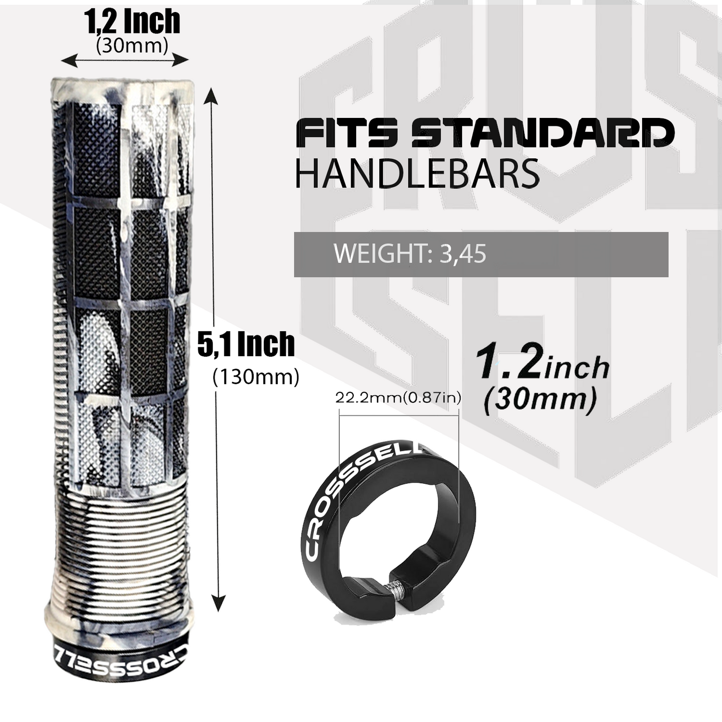 CROSSSELL Dual Color MTB Grips | Lock-On Mountain Bike Handlebar Grips | High Performance & Ergonomic Design [WHITE]