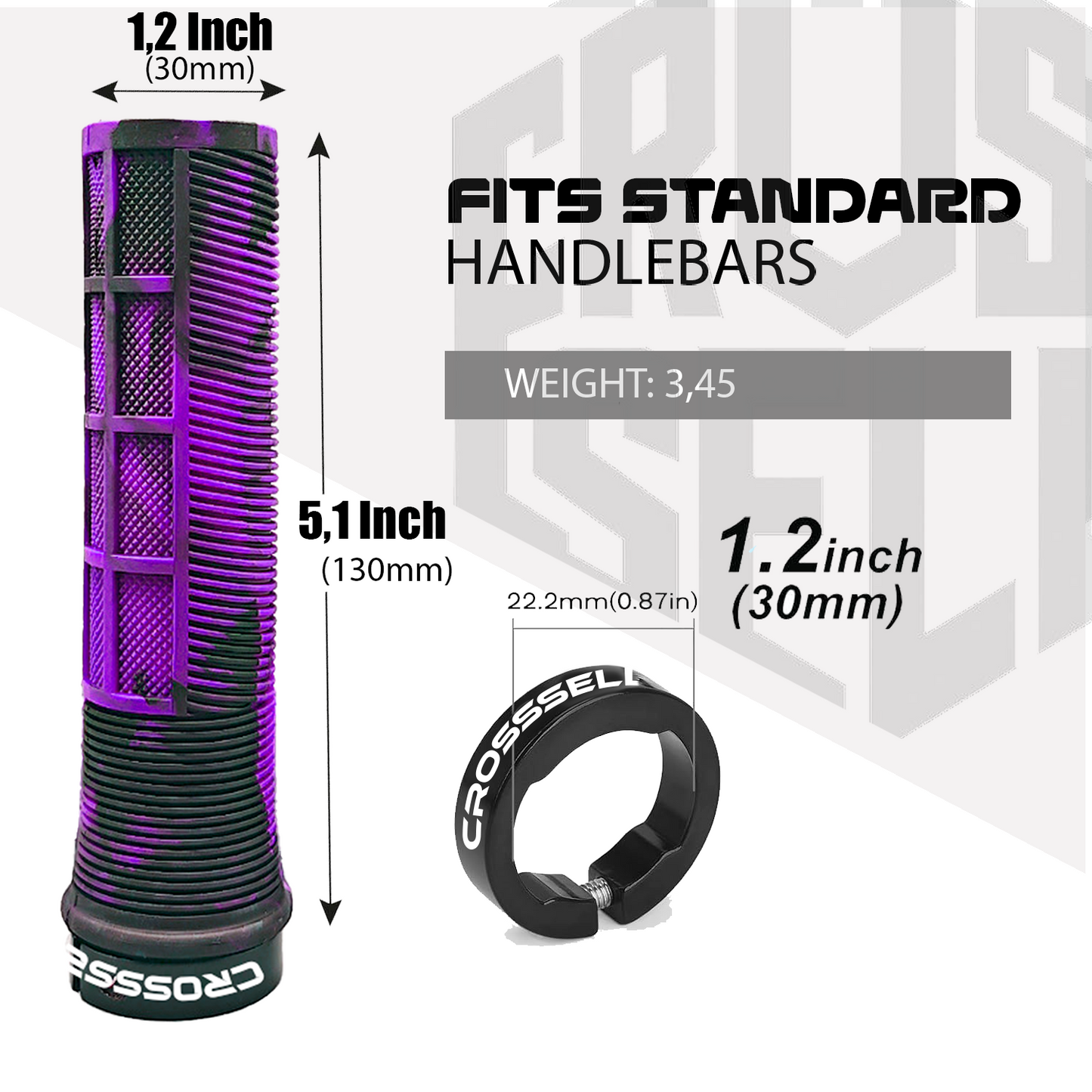 CROSSSELL Dual Color MTB Grips | Lock-On Mountain Bike Handlebar Grips | High Performance & Ergonomic Design [PURPLE]