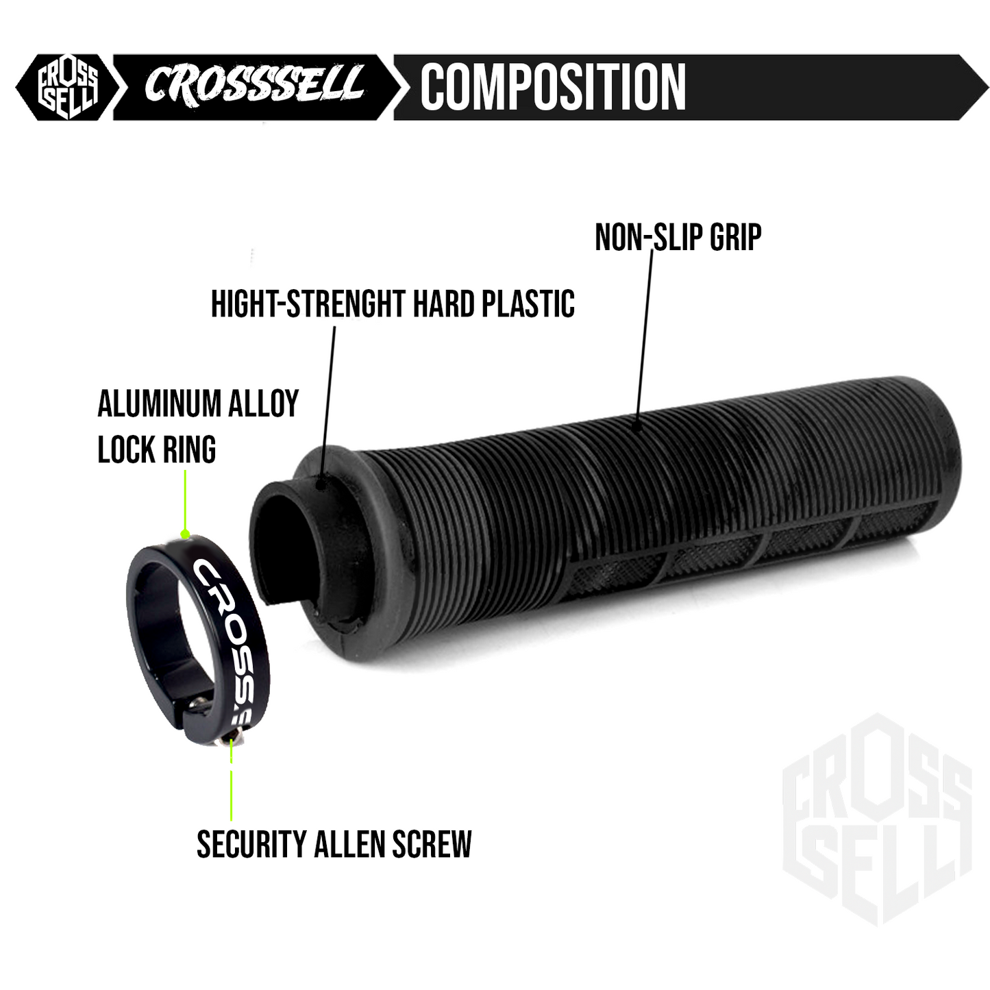 CROSSSELL Dual Color MTB Grips | Lock-On Mountain Bike Handlebar Grips | High Performance & Ergonomic Design [ARMY]