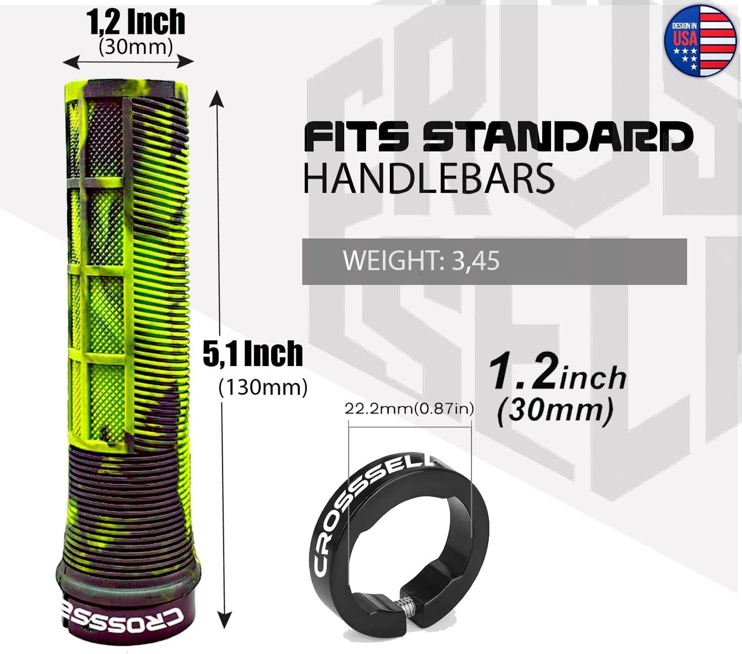 CROSSSELL Bike Grips, Mountain Bike Handle Grips Dual Lock on Grips for MTB, BMX,Bike Accessories [YELLOW]