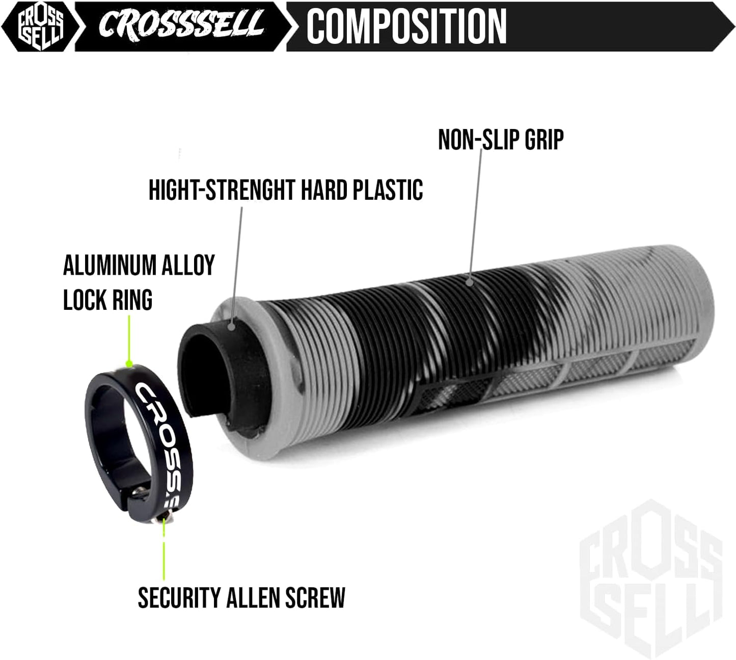 CROSSSELL Bike Grips, Mountain Bike Handle Grips Dual Lock on Grips for MTB, BMX,Bike Accessories [YELLOW]