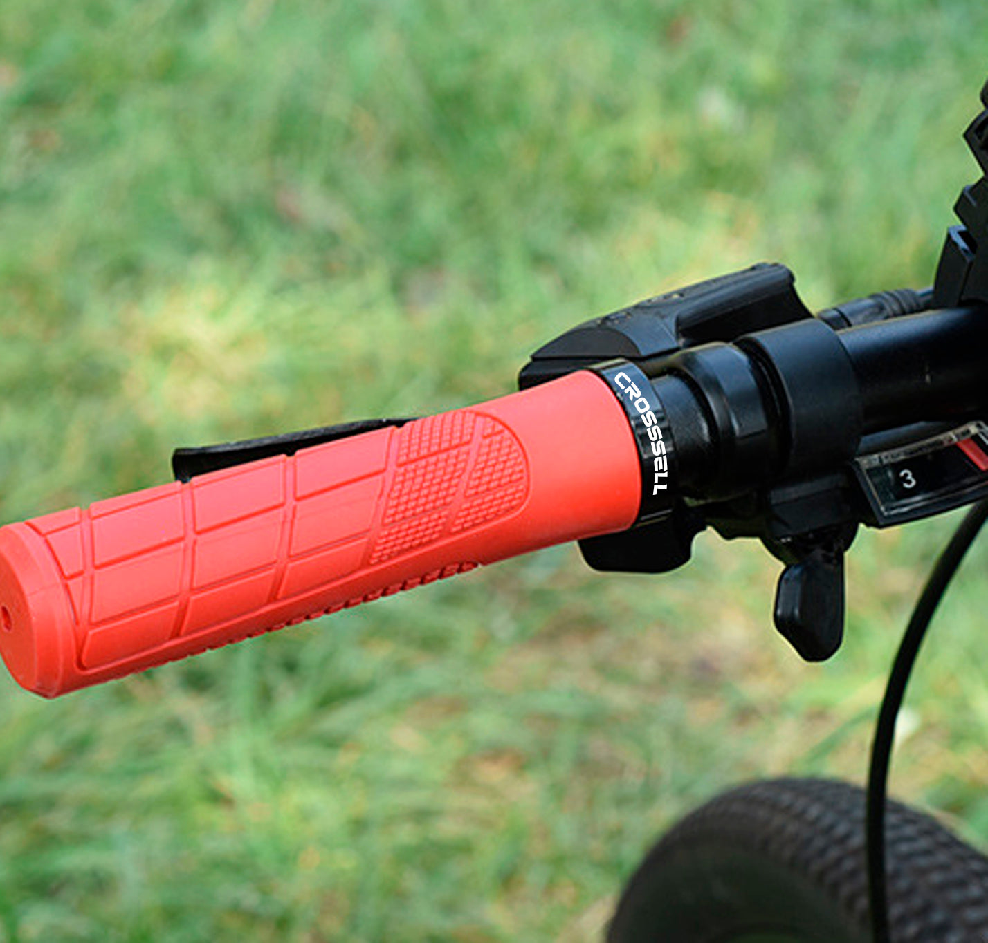 CROSSSELL Mountain Bike Grips, Bicycle Handlebar Grips, Bicycle Handlebar Grips Single Lock-on, Ergonomic Bike Grips Non-Slip Red