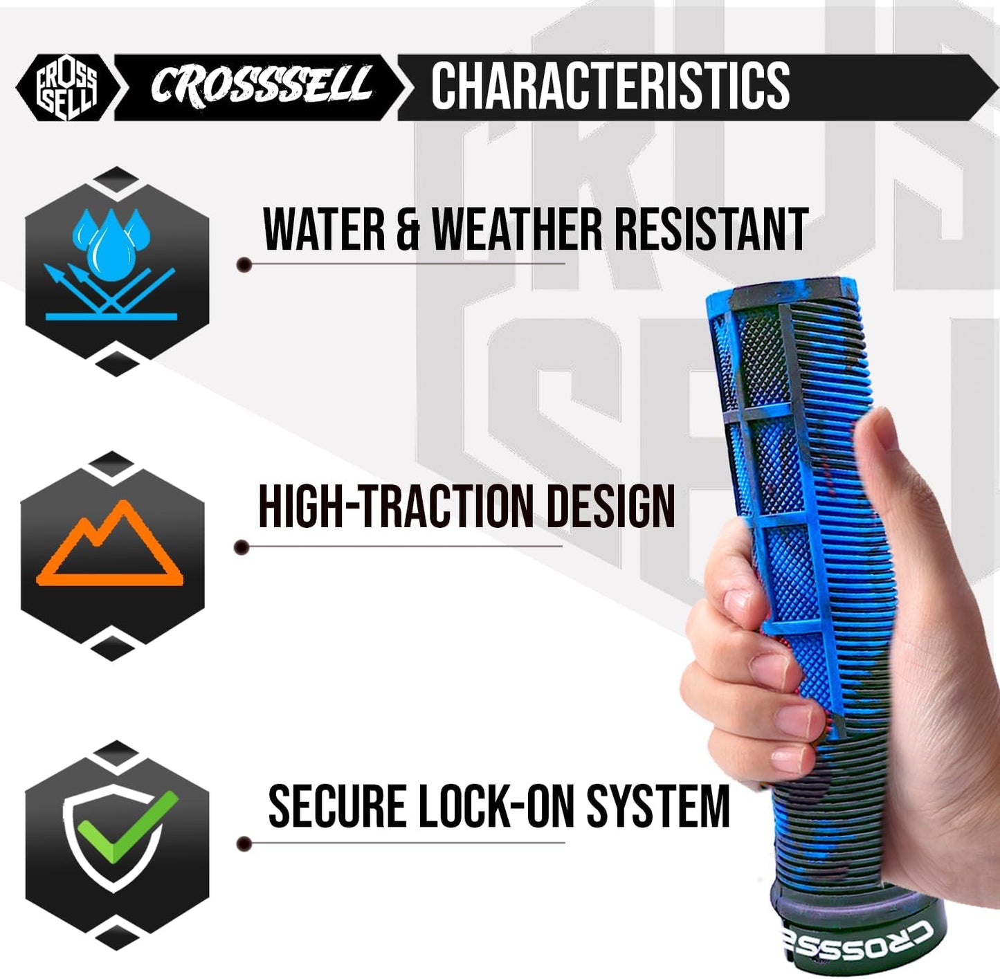 CROSSSELL Dual Color MTB Grips | Lock-On Mountain Bike Handlebar Grips | High Performance & Ergonomic Design [BLUE]