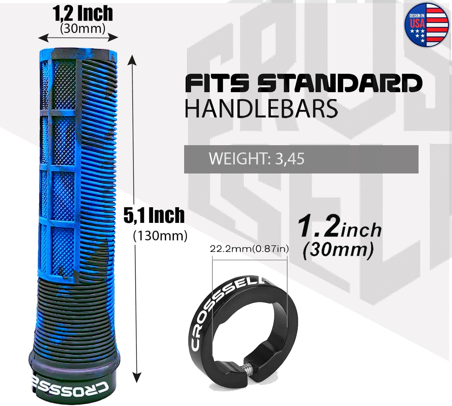 CROSSSELL Dual Color MTB Grips | Lock-On Mountain Bike Handlebar Grips | High Performance & Ergonomic Design [BLUE]