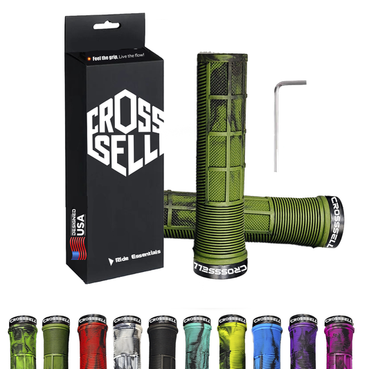 CROSSSELL Dual Color MTB Grips | Lock-On Mountain Bike Handlebar Grips | High Performance & Ergonomic Design [ARMY]