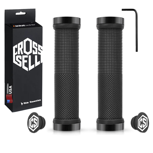 CROSSSELL Double Lock-On Bike Grips – Premium Anti-Slip Silicone + End Caps & Allen Key Included [BLUE]