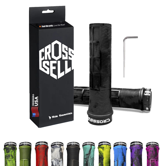 CROSSSELL Dual Color MTB Grips | Lock-On Mountain Bike Handlebar Grips | High Performance & Ergonomic Design [BLACK]
