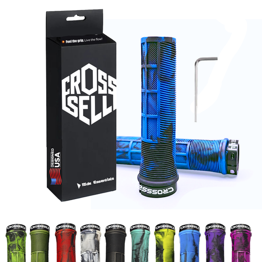CROSSSELL Dual Color MTB Grips | Lock-On Mountain Bike Handlebar Grips | High Performance & Ergonomic Design [BLUE]
