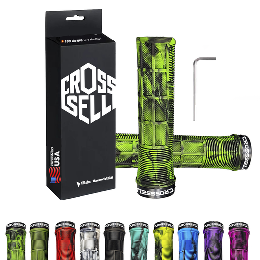 CROSSSELL Dual Color MTB Grips | Lock-On Mountain Bike Handlebar Grips | High Performance & Ergonomic Design [GREEN]