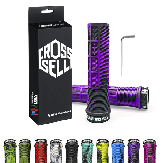 CROSSSELL Dual Color MTB Grips | Lock-On Mountain Bike Handlebar Grips | High Performance & Ergonomic Design [PURPLE]
