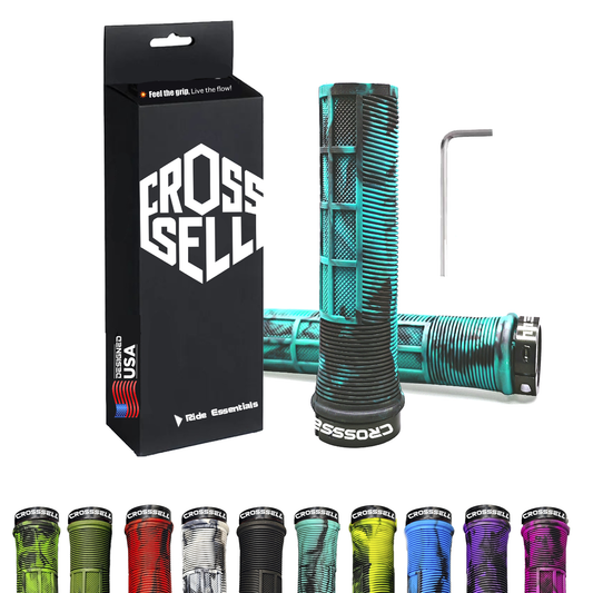 CROSSSELL Dual Color MTB Grips | Lock-On Mountain Bike Handlebar Grips | High Performance & Ergonomic Design [SKY BLUE]