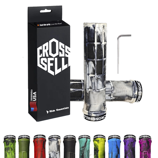 CROSSSELL Dual Color MTB Grips | Lock-On Mountain Bike Handlebar Grips | High Performance & Ergonomic Design [WHITE]