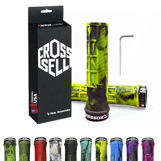 CROSSSELL Bike Grips, Mountain Bike Handle Grips Dual Lock on Grips for MTB, BMX,Bike Accessories [YELLOW]